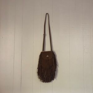 Sassy suede fringe crossbody purse